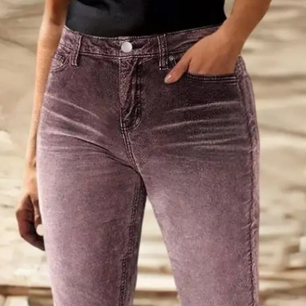 Flamingals Plum Mauve Wash Bootcut Jeans L US 10-12 Stretch Mid Rise